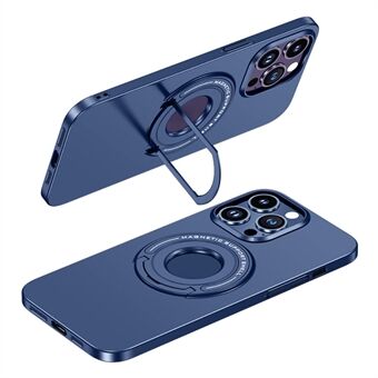 Voor iPhone 15 Pro Max Magnetische PC-telefoonhoes Elektroplating Matte Cover met opvouwbare standaard Compatibel met MagSafe.