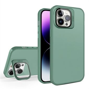 Voor iPhone 15 Pro Max Mat Anti-Vingerafdruk Telefoonhoesje met Dubbellaags PC+TPU Lensfolie en Standaard