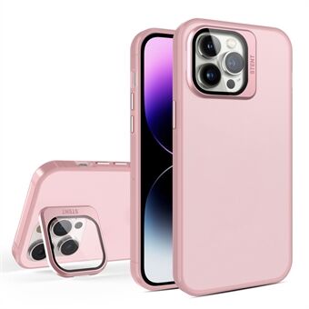 Voor iPhone 15 Pro Max Matte Anti-vingerafdruk telefoonhoes Dual Layer PC+TPU Lens Film Standaardhoes