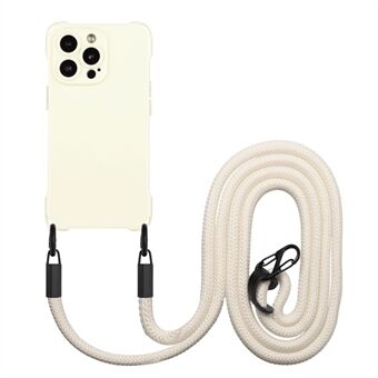 Voor iPhone 15 Pro Max TPU Telefoonhoesje met Vier Hoeken Schokabsorptie Cover met Ophangkoord.