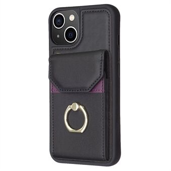 Voor iPhone 15 Pro Max Kickstand Card Bag Telefoonhoesje PU Leer + TPU Mobiele Telefoon Achterkant Beschermhoes