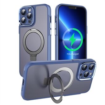 Voor iPhone 15 Pro Max Magnetische Ring Kickstand Telefoonhoesje PC+TPU Mat Anti-val Cover.