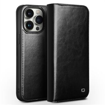 QIALINO voor iPhone 15 Pro Max - Echt lederen folio flip cover portemonnee standaard volledige bescherming telefoonhoes