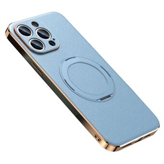 LANGSIDI Voor iPhone 15 Pro Max Staander Telefoonhoesje Geschikt voor MagSafe Echt Koeienleer PC Hoesje