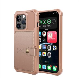 Voor iPhone 15 Pro Max Kaarthouder Portemonnee Telefoonhoesje PU Leer+TPU Cover Ondersteunt Magnetische Autohouder