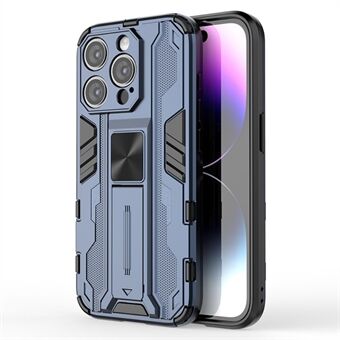 Voor iPhone 15 Pro Max Vouwbare Kickstand Anti-kras Hoesje PC+TPU Schokbestendige Telefoonhoes