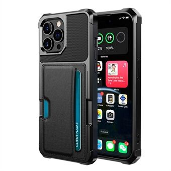 Voor iPhone 15 Pro Max ZM02 Kaartsleuf Telefoonhoes Vier Hoeken Antidruppel PU Leren Gecoate TPU Case