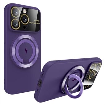 PC + TPU Kickstand Hoesje voor iPhone 15 Pro Max Glaslens Folie Telefoonhoes Compatibel met MagSafe