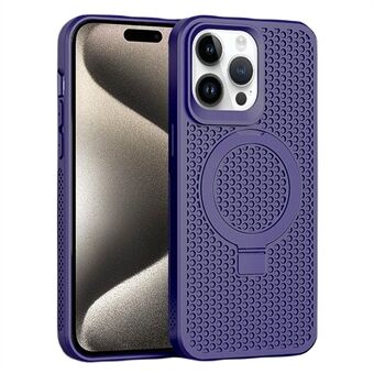 Voor iPhone 15 Pro Max Rubber TPU Magnetisch Hoesje met Kickstand Ademende Warmteafvoer Telefoonhoes