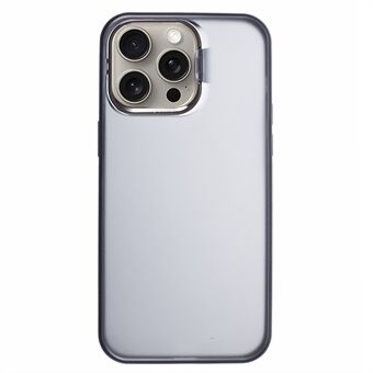Voor iPhone 15 Pro Max Frosted Back Cover PC+TPU Schokabsorberende Telefoonhoes met Lensframe Stand