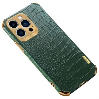 Voor iPhone 15 Pro Max 6D electroplated leren gecoate TPU-hoes met krokodillentextuur voor mobiele telefoon