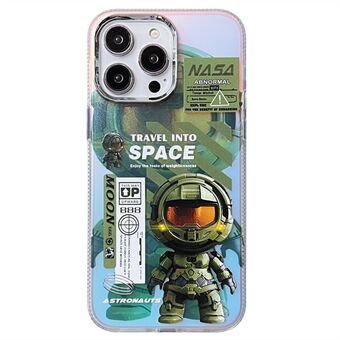 PC + TPU hoesje voor iPhone 15 Pro Max met fluorescerend laser astronaut patroon