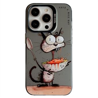 Voor iPhone 15 Pro Max PC+TPU Telefoonhoes Animal Pattern Bedrukte Graffiti Case