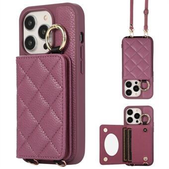 Voor iPhone 15 Pro Max Hoesje PU+TPU Telefoonhoesje Kaartsleuf Schokbestendige Hoes