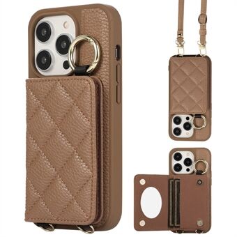 Voor iPhone 15 Pro Max Hoesje PU+TPU Telefoonhoesje met Kaartsleuf Schokbestendig Hoesje