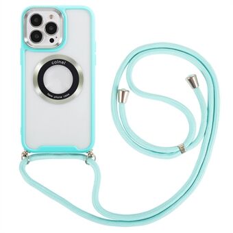 Voor de iPhone 15 Pro Max Case TPU + Acryl heldere telefoonhoes met lanyard.
