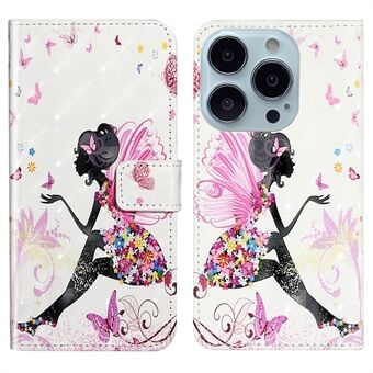 Voor iPhone 15 Pro Max Telefoonhoesje PU Lederen Stand Patroonprint Cover