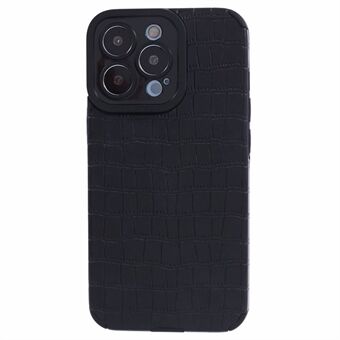 Voor iPhone 15 Pro Max hoesje Krasbestendig Kroko Textuur PU Leer+TPU Telefoonhoesje