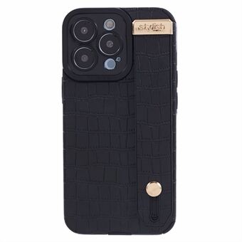 Voor iPhone 15 Pro Max Hoesje Krokostructuur PU-leer+TPU Standaard Phone Cover
