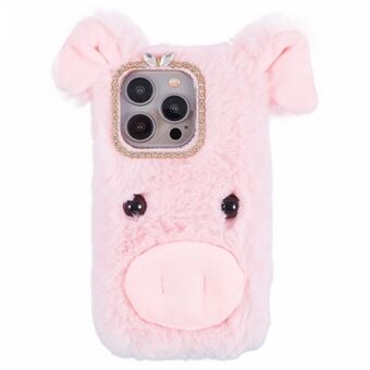 Voor iPhone 15 Pro Max hoesje Schattig Pig Design Pluche + TPU Zachte Anti-val Telefoonhoes.