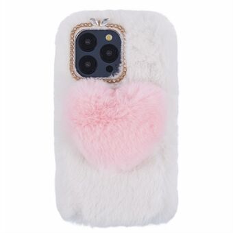 Voor de iPhone 15 Pro Max hoesje, Fluffy Pluche + TPU met liefdes hartjes, beschermt tegen vallen.