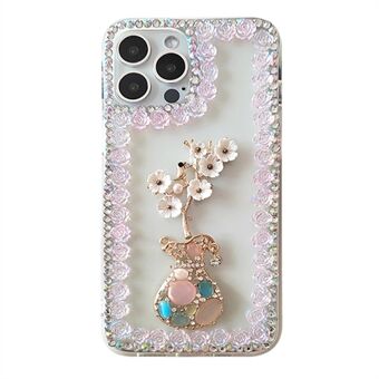 Voor iPhone 15 Pro Max Hoesje met Strass Steentjes Versiering, Slank Telefoonhoesje van PC