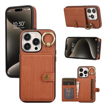 Voor iPhone 15 Pro Max Hoesje Geborsteld PU-leer + TPU Mobiele Telefoon Portemonnee Hoesje