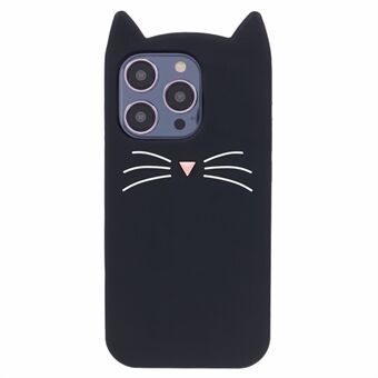 Voor iPhone 15 Pro Max Siliconen Hoesje 3D Snor Kat Valbestendige Telefoonhoes