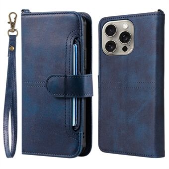 KT Leather Series-4 Voor iPhone 15 Pro Max Case Leren Telefoon Portemonnee Hoesje met Afneembare Achterkant