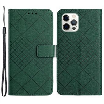 HT06 Voor iPhone 15 Pro Max Hoesje PU Lederen Litchi Textuur Stand Telefoonhoes