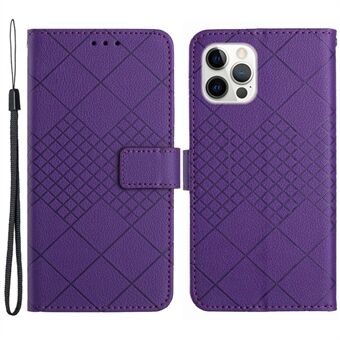 HT06 voor de iPhone 15 Pro Max hoesje van PU-leer met litchi-textuur en een standaard telefoonhoes