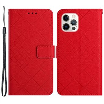 HT06 Voor iPhone 15 Pro Max Hoesje PU Leder Litchi Textuur Staande Telefoonhoesje.