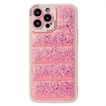 Voor iPhone 15 Pro Max Glitter Bling Telefoonhoesje Donsjack Anti-Kras Cover