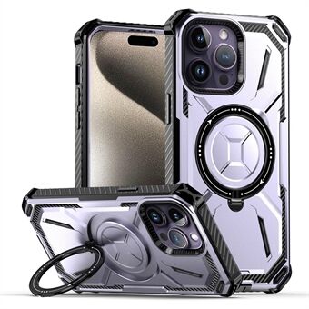 Voor iPhone 15 Pro Max Magnetische Case met Kickstand PC+TPU Telefoonhoesje