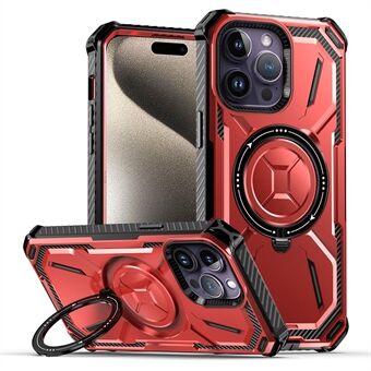 Voor iPhone 15 Pro Max Magnetische Hoesje met Kickstand PC+TPU Telefoonhoes