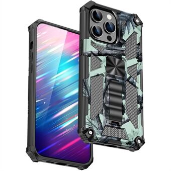 Voor iPhone 15 Pro Max PC+TPU-hoes Krasbestendig Camouflage Kickstand Slimme Telefoonhoes