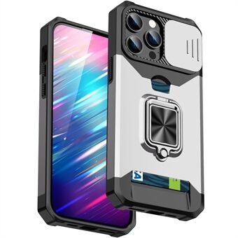 Voor iPhone 15 Pro Max hoesje met schuiflensbescherming, PC+TPU telefoonhoes met kaartsleuf.