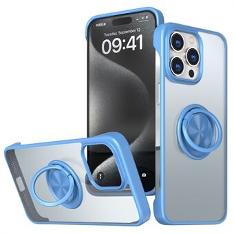 Voor iPhone 15 Pro Max Ring Kickstand Cover Frameless Design TPU+Acrylic Telefoonhoesje