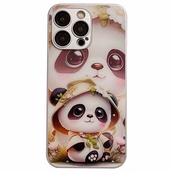 Voor iPhone 15 Pro Max hoesje Panda Patroon Gehard Glas + TPU Telefoonhoesje.