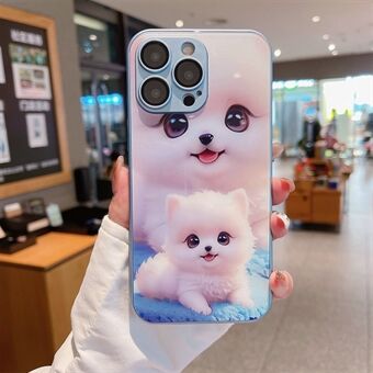 Voor de iPhone 15 Pro Max hoesje schattig hondenpatroon telefoonhoesje met gehard glas + TPU-hoes