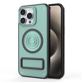 Voor iPhone 15 Pro Max Kickstand Case PC+TPU Telefoonhoesje Compatibel met MagSafe