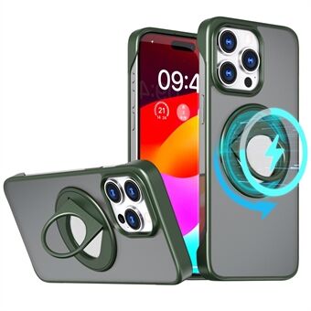 Voor iPhone 15 Pro Max Hoesje Telefoonhoesje compatibel met Magsafe Randloos Ontwerp Ring Kickstand Cover.