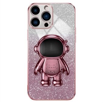 Voor iPhone 15 Pro Max hoesje PC+TPU Shell Elektroplating Astronaut Kickstand Telefoonhoesje.