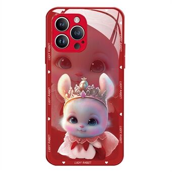 Voor iPhone 15 Pro Max mobiele telefoonhoesjes Prinses Konijn Gehard Glas+TPU Cover met Lensfilm