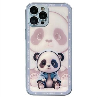 Mobiele telefoonhoesjes voor iPhone 15 Pro Max met Schaduw Panda Patroon Gehard Glas+TPU Hoesje