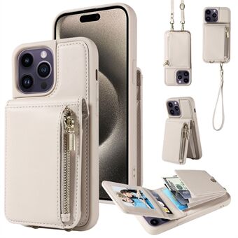 Voor iPhone 15 Pro Max hoesje RFID-blokkerend PU+TPU-portemonnee telefoonbeschermingshoesje