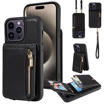 Voor de iPhone 15 Pro Max Case RFID-blokkerende portemonnee van PU+TPU telefoonhoesje.