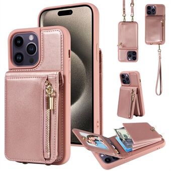 Voor iPhone 15 Pro Max Hoesje RFID-blokkerende PU+TPU Portemonnee Telefoonbeschermhoes.
