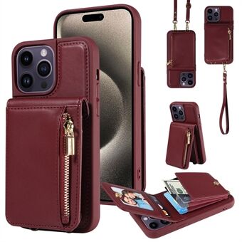 Voor iPhone 15 Pro Max hoesje met RFID-blokkering, gemaakt van PU+TPU, portemonnee en telefoonbeschermhoes.