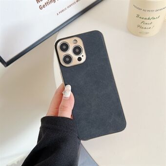 Voor iPhone 15 Pro Max Electroplating Cover Schokbestendige Leren+TPU Telefoonhoes